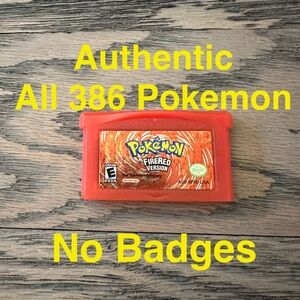 Pokemon Fire Red Authentic GBA Gameboy Advance - All 386 Pokemon